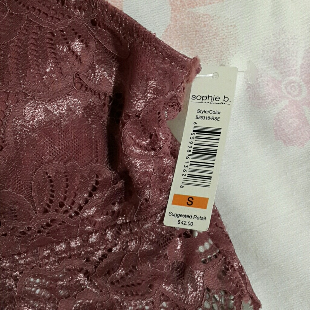 sophie b. Mauve Fancy Lace-Mesh-Mix Bralette - Picture 3 of 8